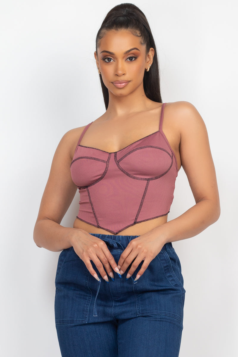 Bustier Sleeveless Ribbed Top Look Up Deals