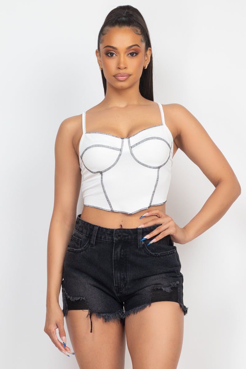 Bustier Sleeveless Ribbed Top Look Up Deals