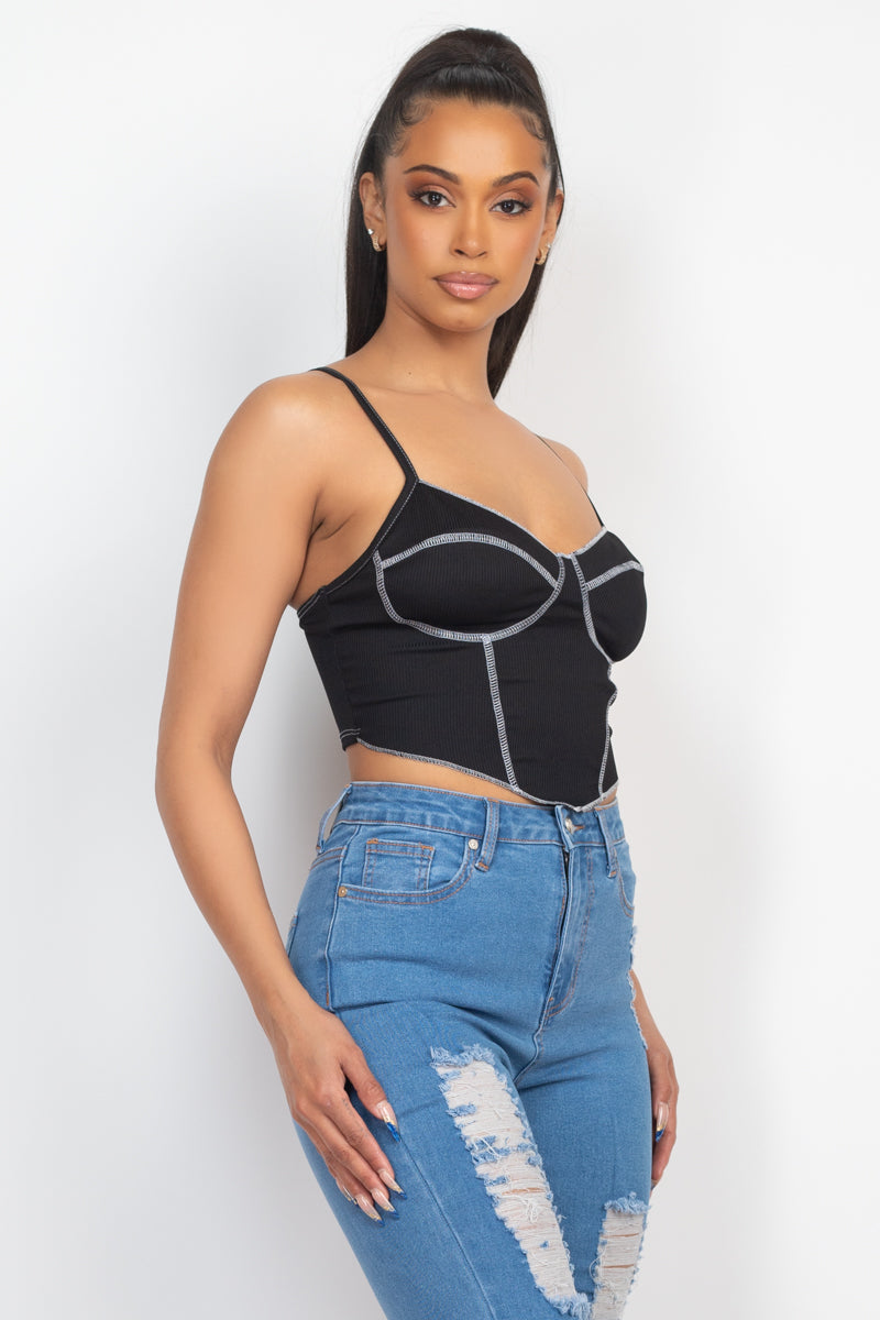 Bustier Sleeveless Ribbed Top Look Up Deals