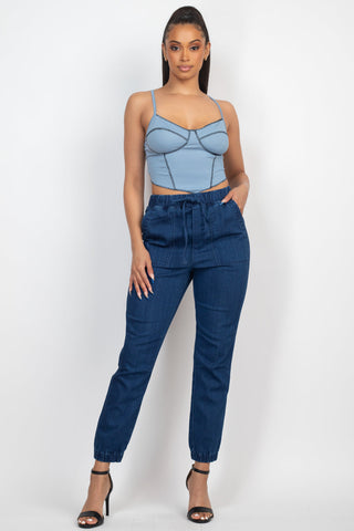 Bustier Sleeveless Ribbed Top Look Up Deals