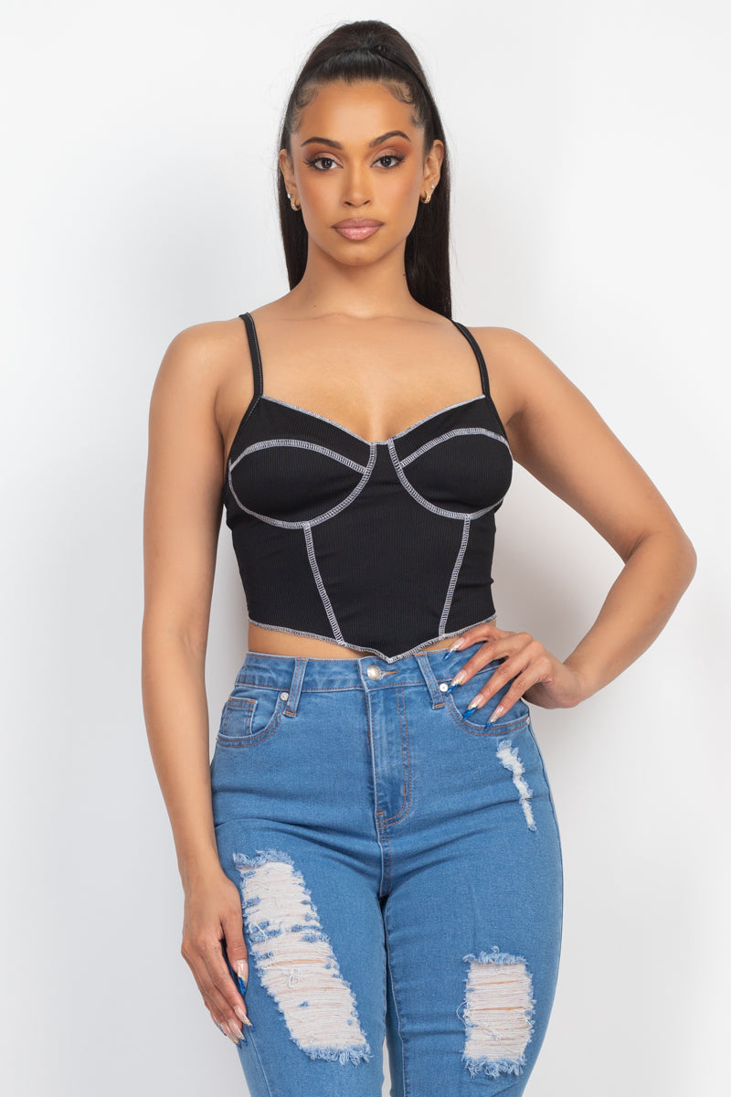 Bustier Sleeveless Ribbed Top Look Up Deals