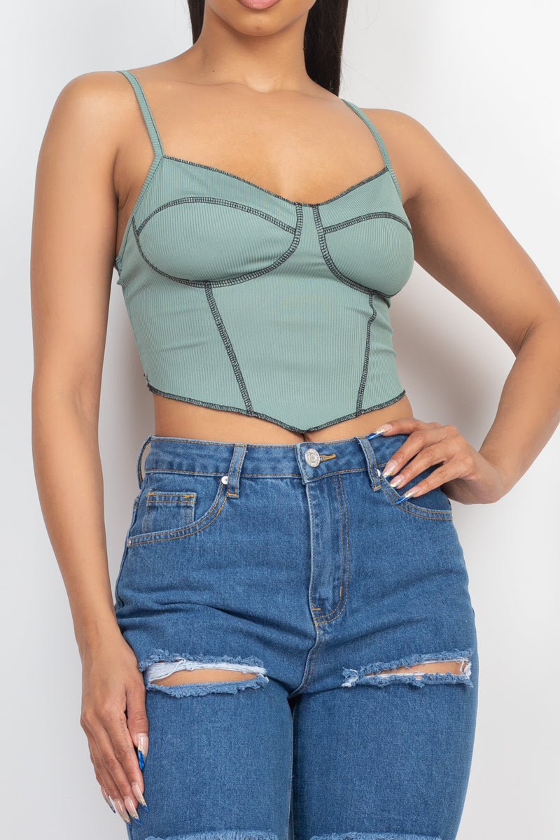 Bustier Sleeveless Ribbed Top Look Up Deals