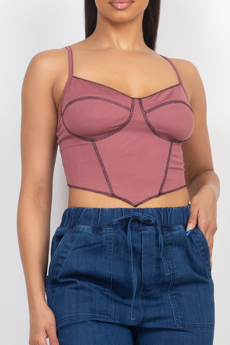 Bustier Sleeveless Ribbed Top Look Up Deals