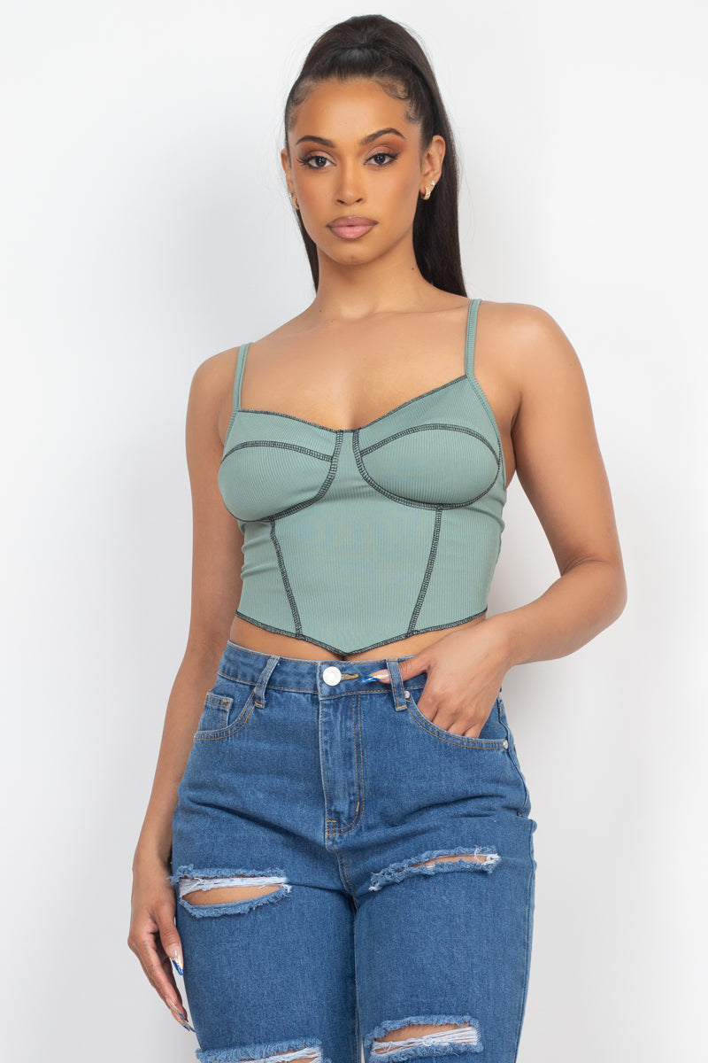 Bustier Sleeveless Ribbed Top Look Up Deals