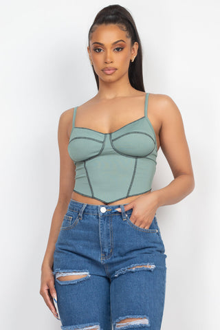 Bustier Sleeveless Ribbed Top Look Up Deals