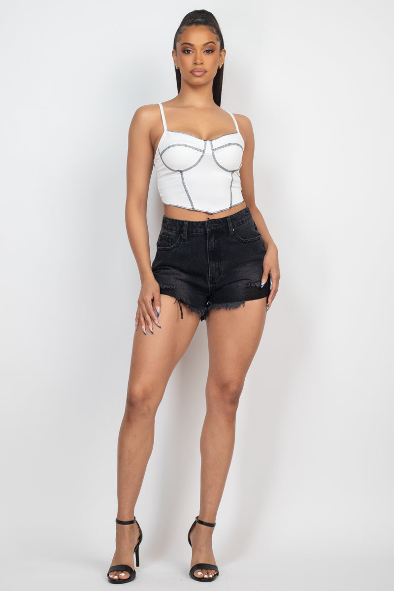 Bustier Sleeveless Ribbed Top Look Up Deals