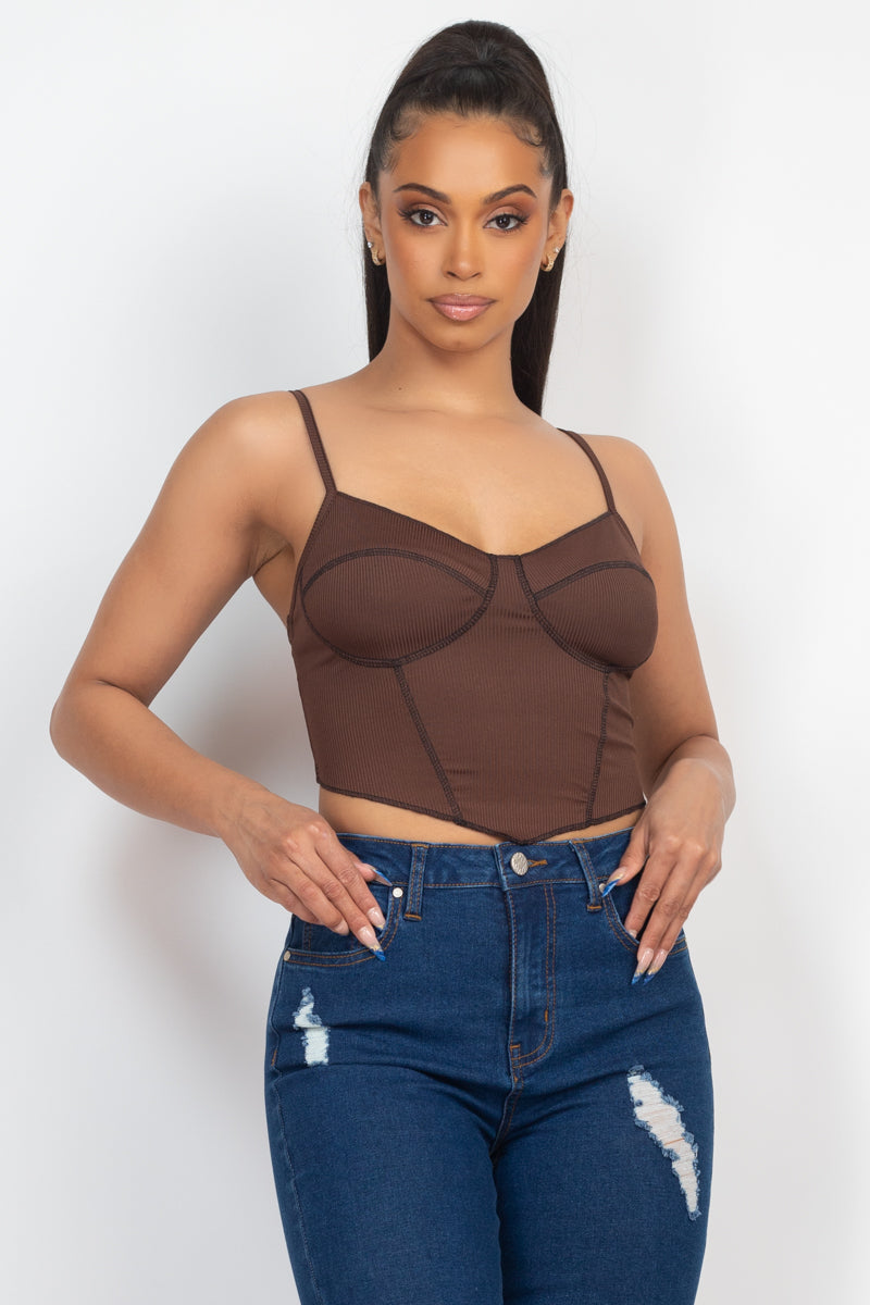 Bustier Sleeveless Ribbed Top Look Up Deals