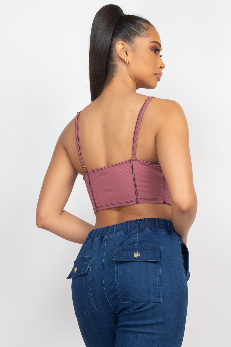 Bustier Sleeveless Ribbed Top Look Up Deals