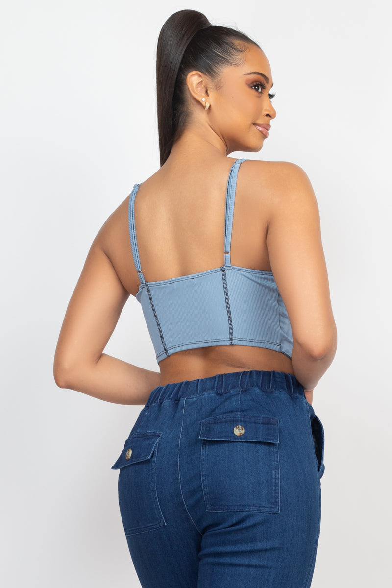 Bustier Sleeveless Ribbed Top Look Up Deals