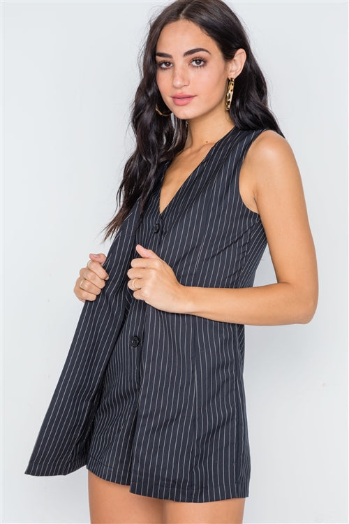 Button Down Sleeveless Romper Look Up Deals