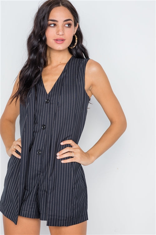 Button Down Sleeveless Romper Look Up Deals