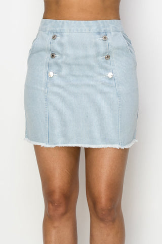 Button Frayed Denim Mini Skirt Look Up Deals