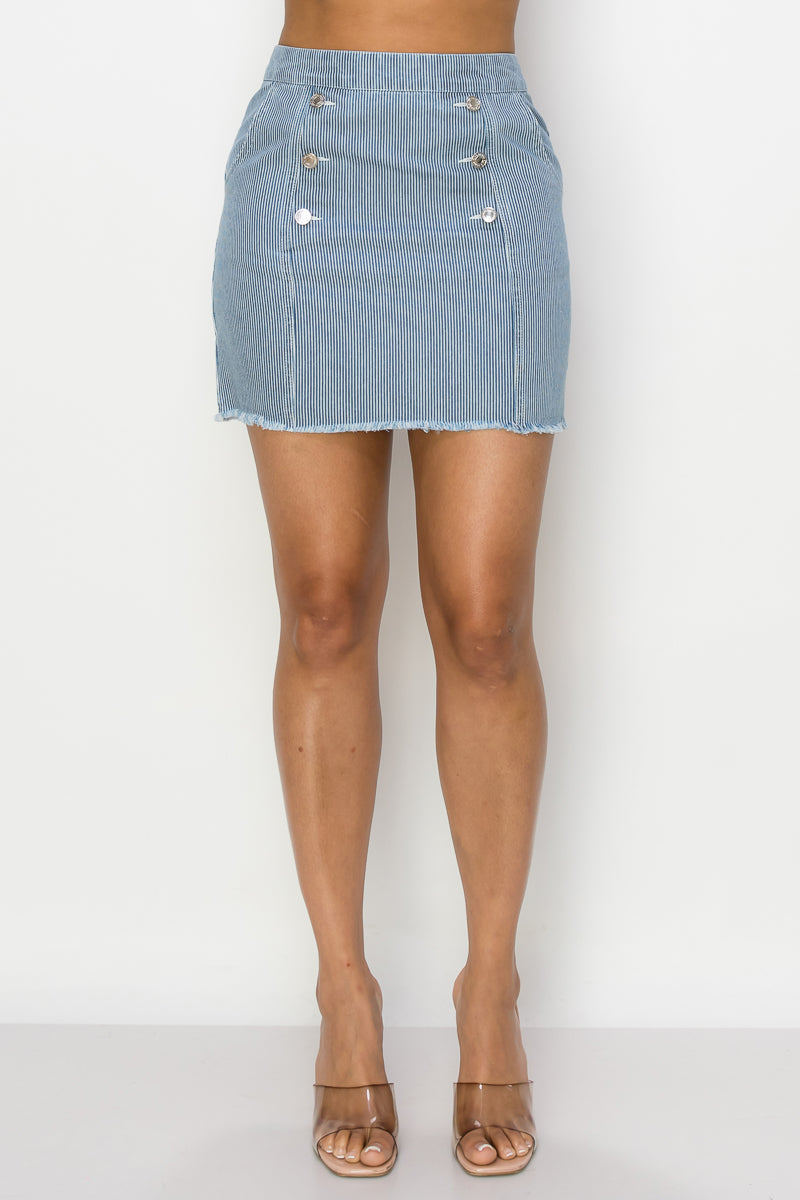 Button Frayed Denim Mini Skirt Look Up Deals