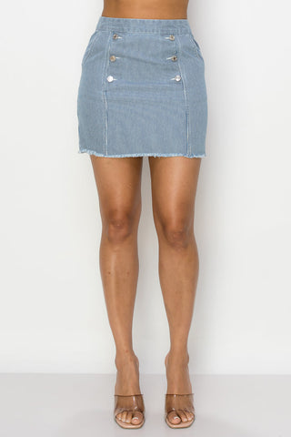 Button Frayed Denim Mini Skirt Look Up Deals