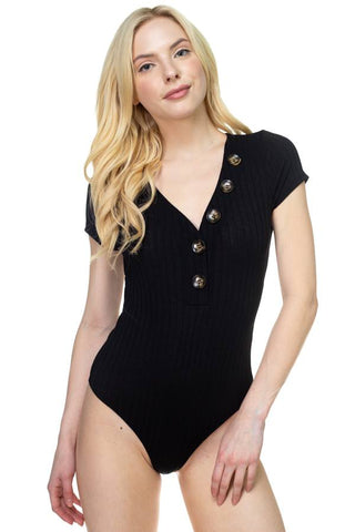 Button V-neck Bodysuit Look Up Deals