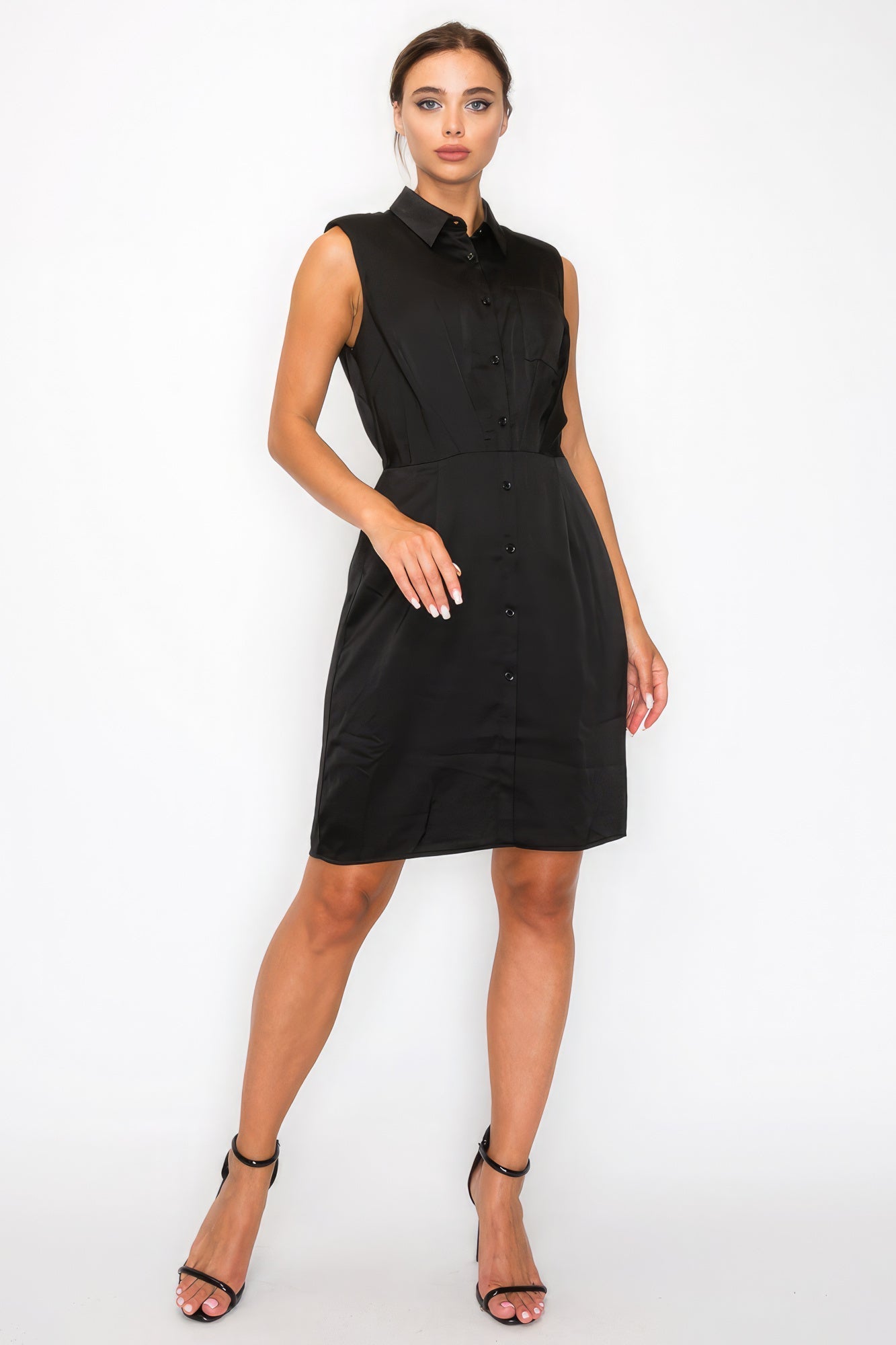 Button-down Pleated Shirt Dress Look Up Deals