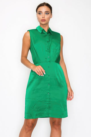 Button-down Pleated Shirt Dress Look Up Deals