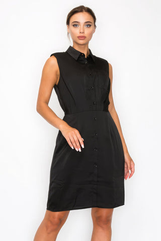 Button-down Pleated Shirt Dress Look Up Deals