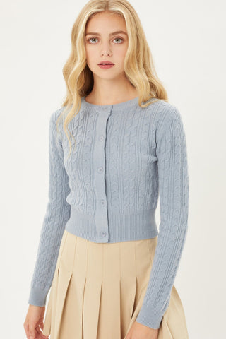 Buttoned Cable Knit Cardigan Long Sleeve Sweater Look Up Deals