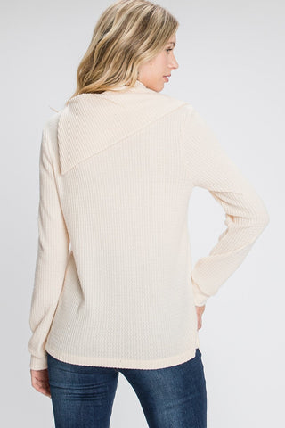 Buttoned Flap Mock Sweater Look Up Deals