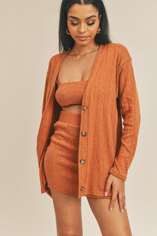 Cardigan Solid Color 3 Piece Set Look Up Deals