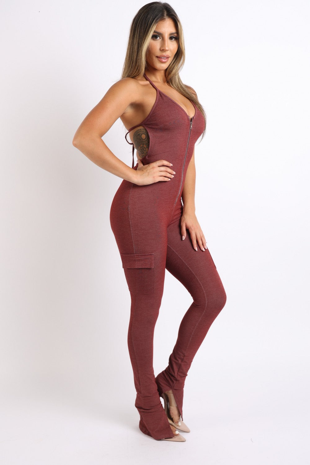 Cargo pocket halter jumpsuit Look Up Deals