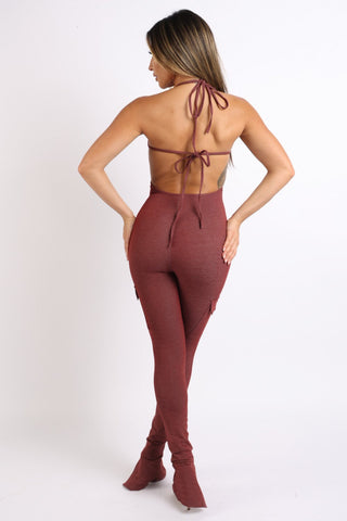 Cargo pocket halter jumpsuit Look Up Deals