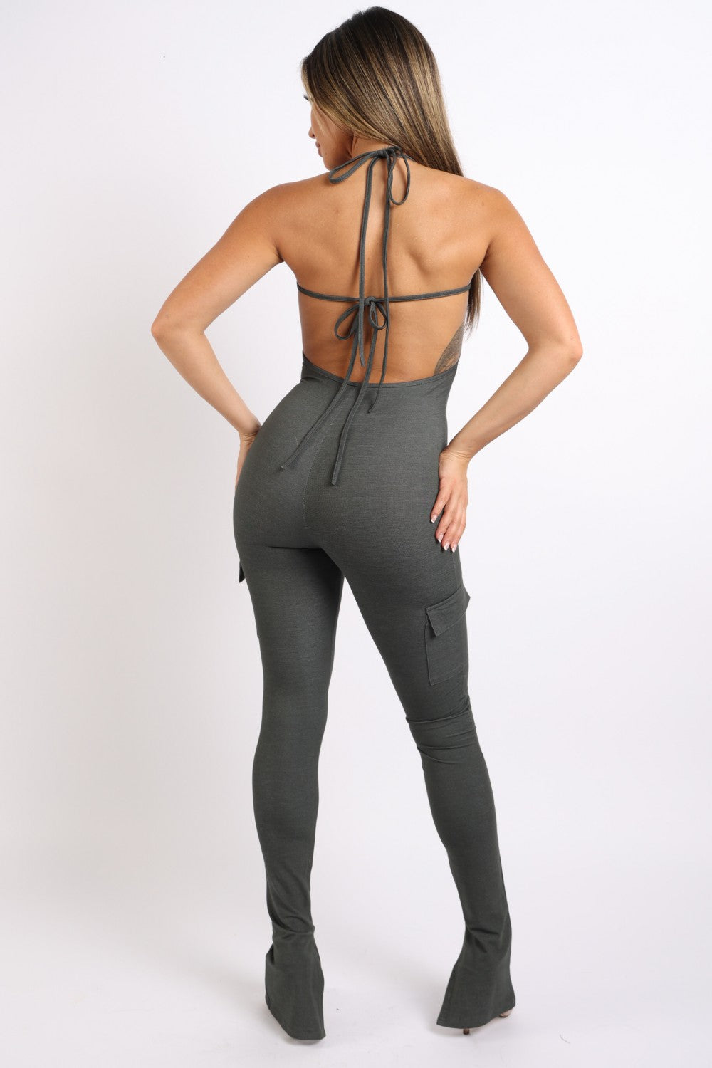 Cargo pocket halter jumpsuit Look Up Deals