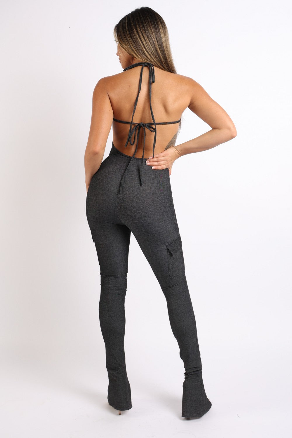 Cargo pocket halter jumpsuit Look Up Deals