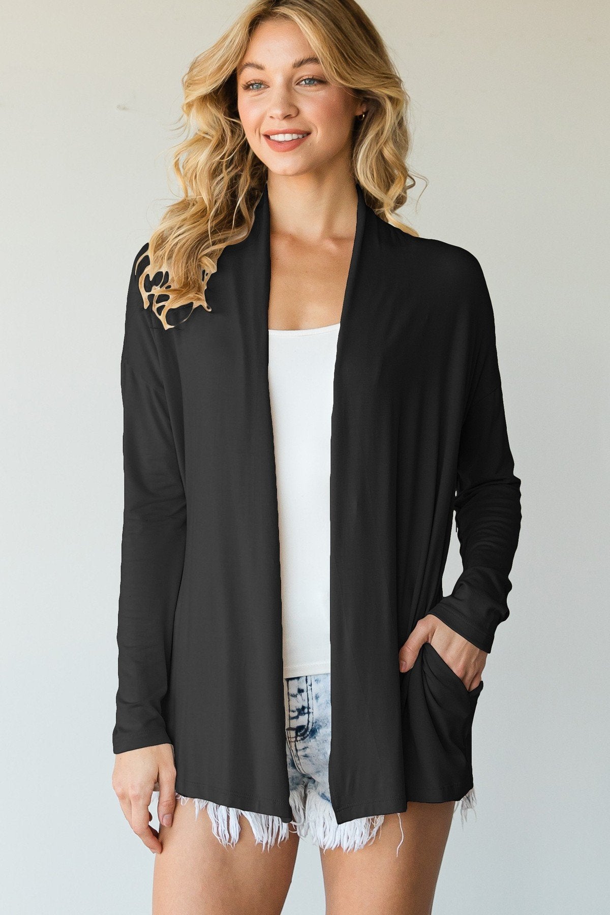 Casual Cardigan Featuring Collar And Side Pockets Look Up Deals