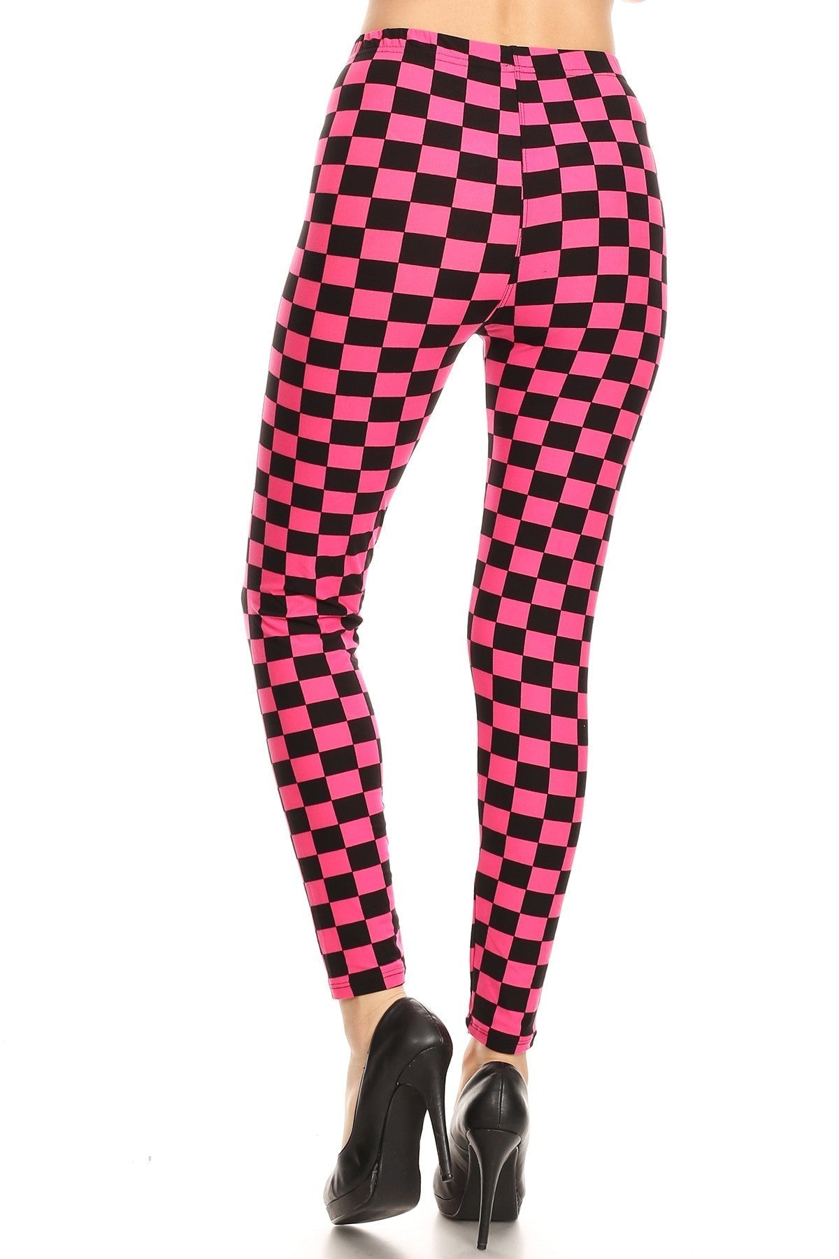 Checkered Printed High Waisted Leggings In A Fitted Style, With An Elastic Waistband Look Up Deals