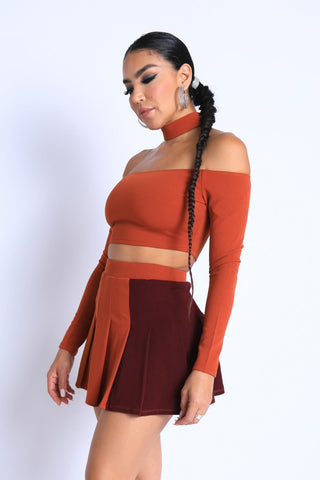 Choker Off-shoulder Top Set Look Up Deals