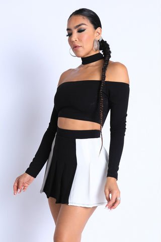 Choker Off-shoulder Top Set Look Up Deals