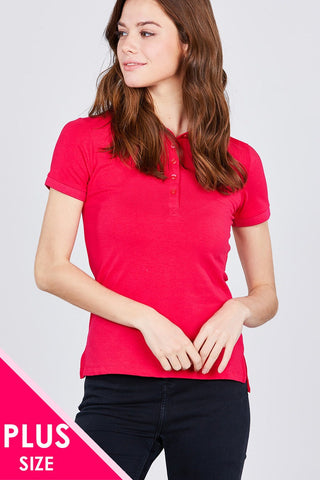 Classic Jersey Spandex Polo Top Look Up Deals