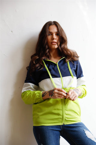 Colorblock Zip-up Hooded Wind Jacket Look Up Deals