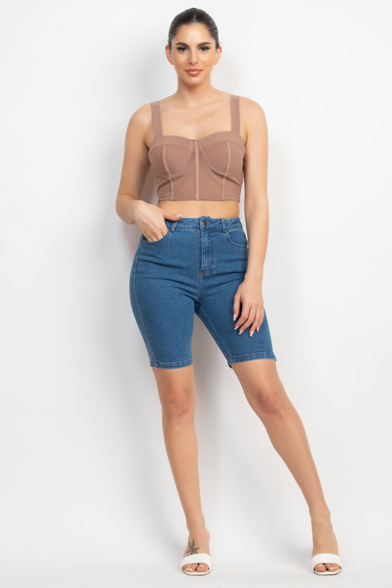 Contrasting Mesh Padded Tank Top Look Up Deals