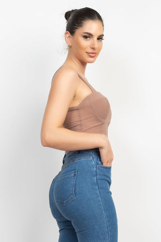 Contrasting Mesh Padded Tank Top Look Up Deals