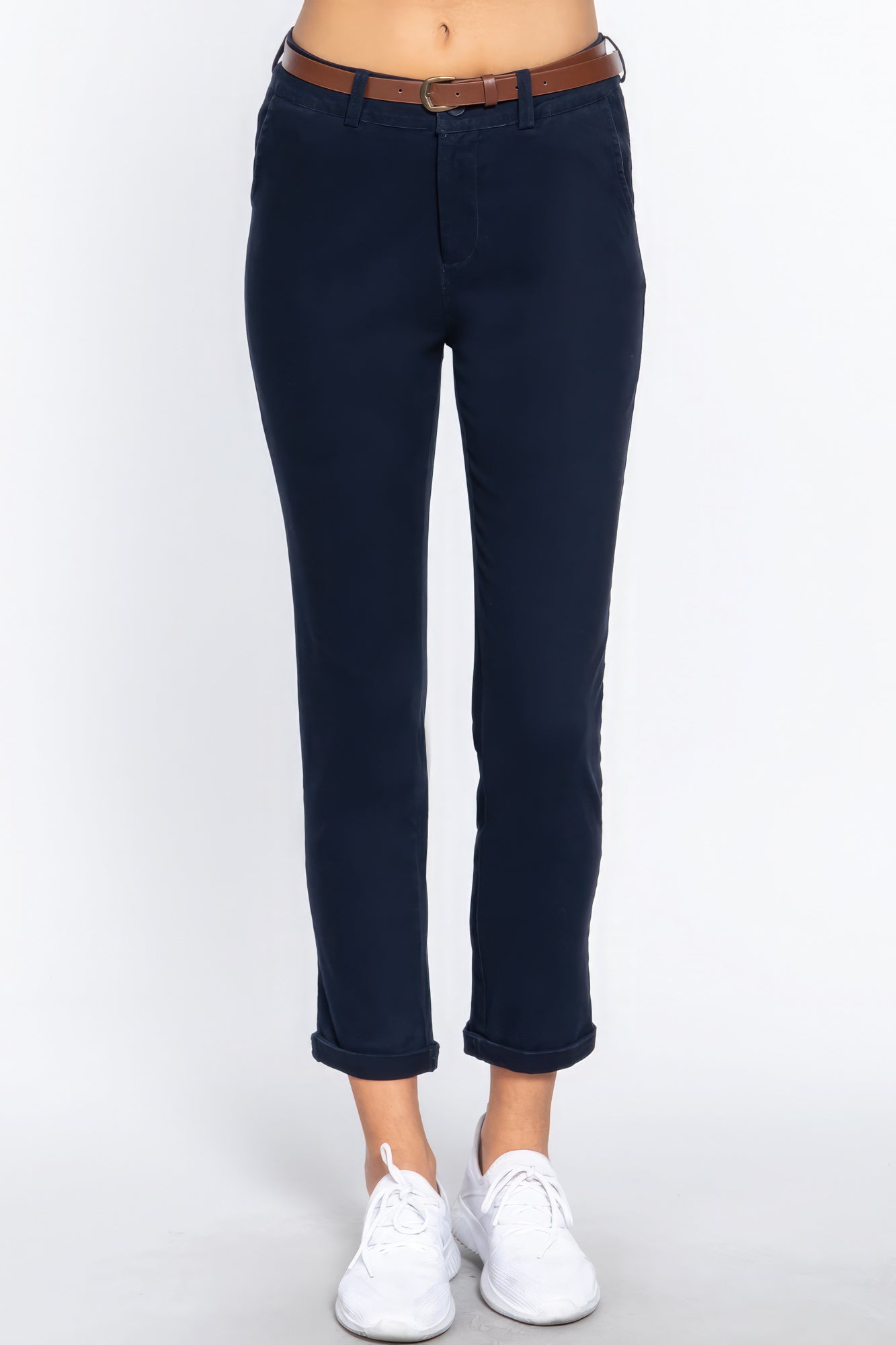 Cotton-span Twill Belted Long Pants Look Up Deals