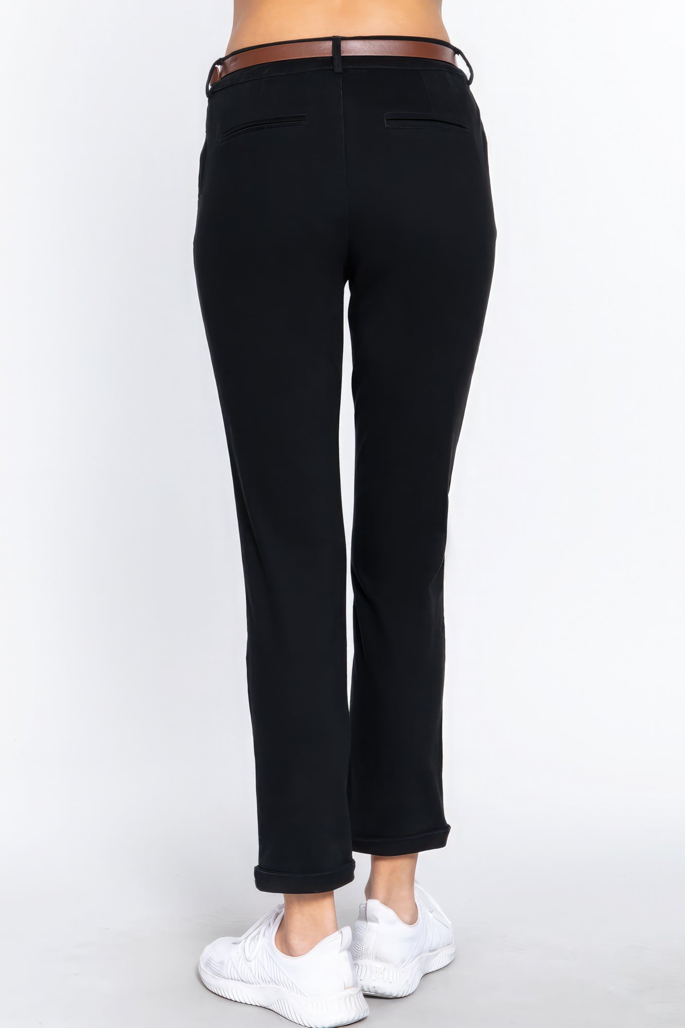 Cotton-span Twill Belted Long Pants Look Up Deals