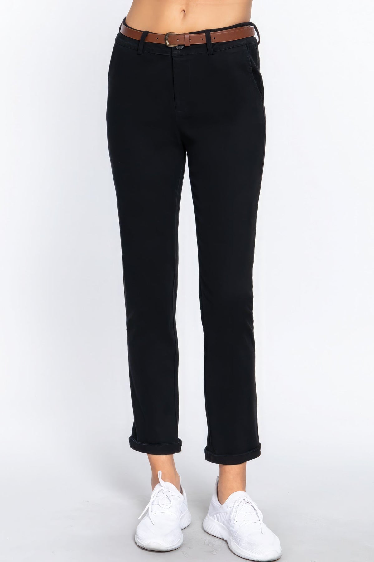 Cotton-span Twill Belted Long Pants Look Up Deals