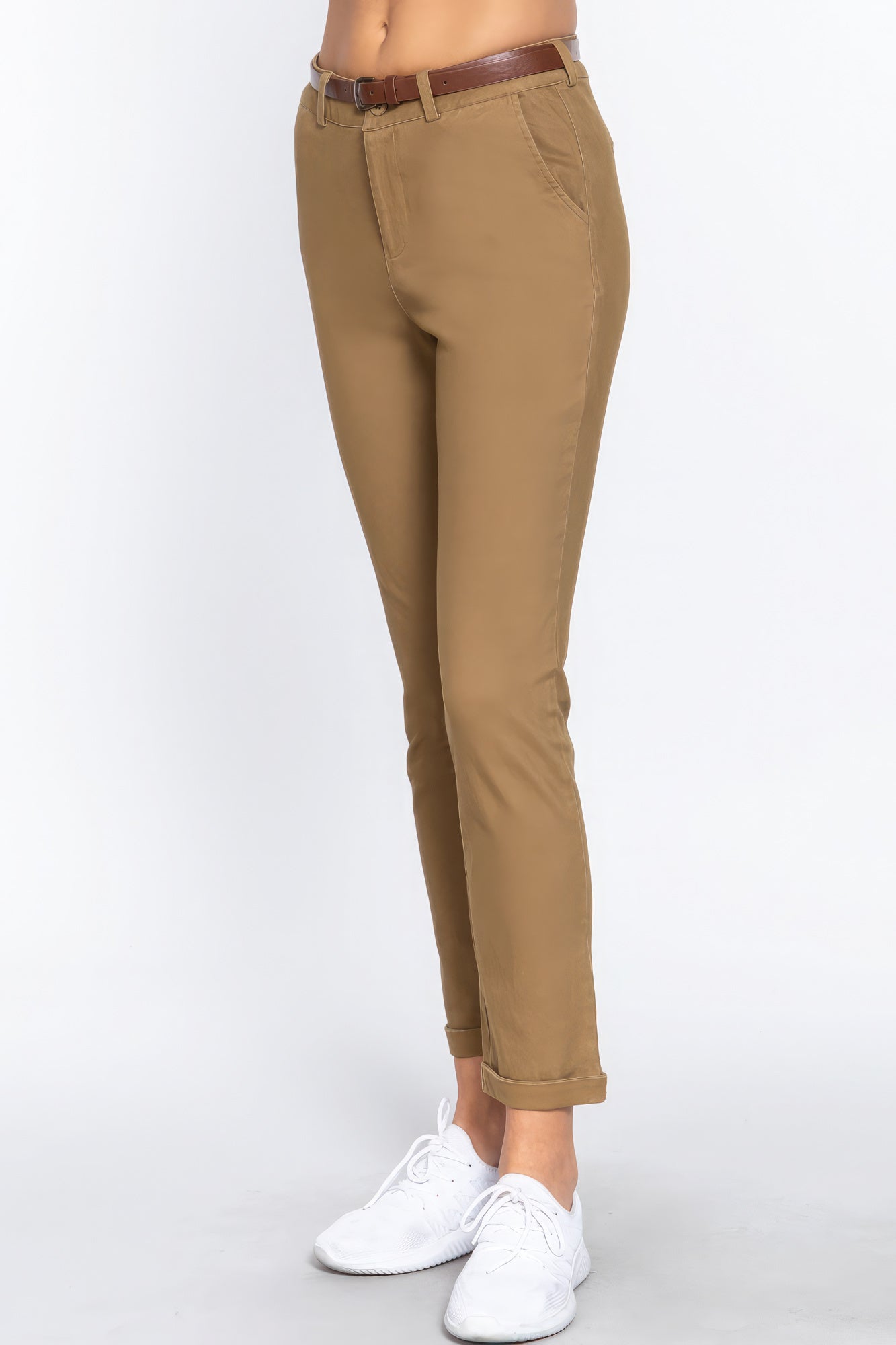 Cotton-span Twill Belted Long Pants Look Up Deals