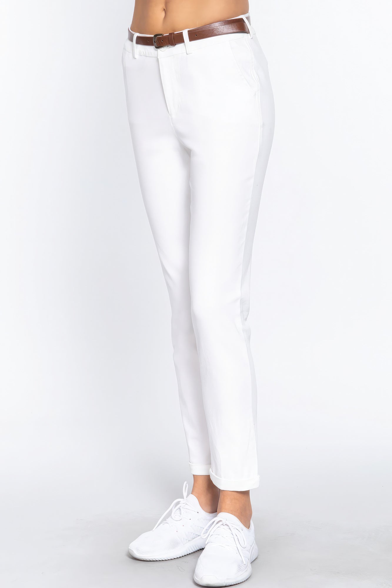 Cotton-span Twill Belted Long Pants Look Up Deals