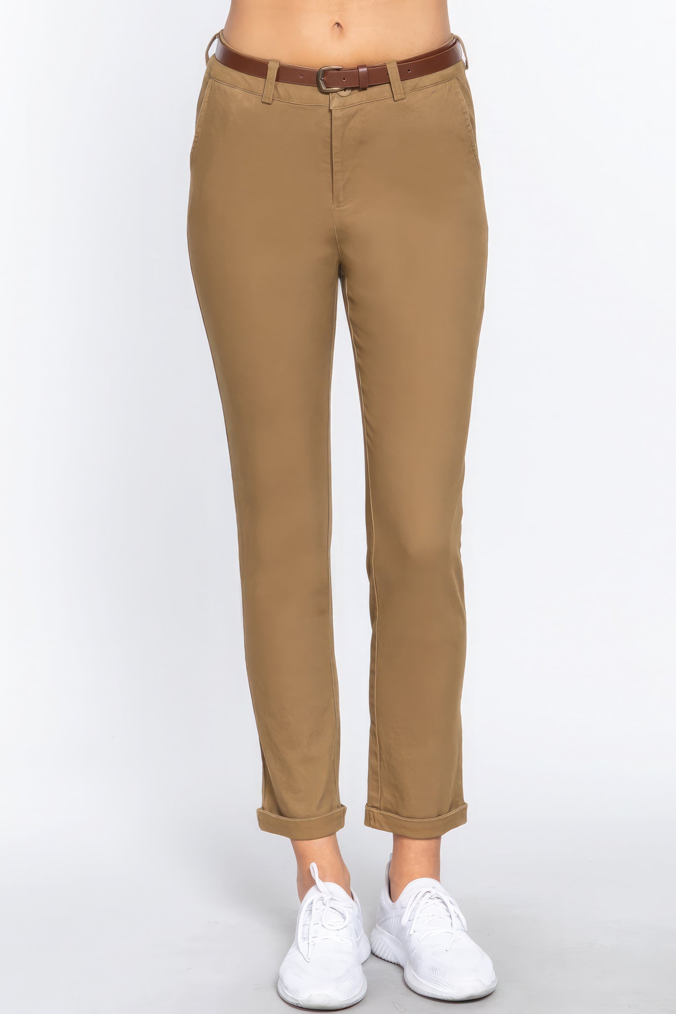 Cotton-span Twill Belted Long Pants Look Up Deals