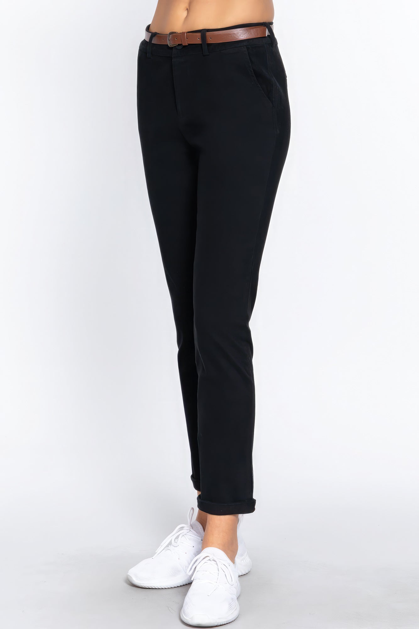 Cotton-span Twill Belted Long Pants Look Up Deals