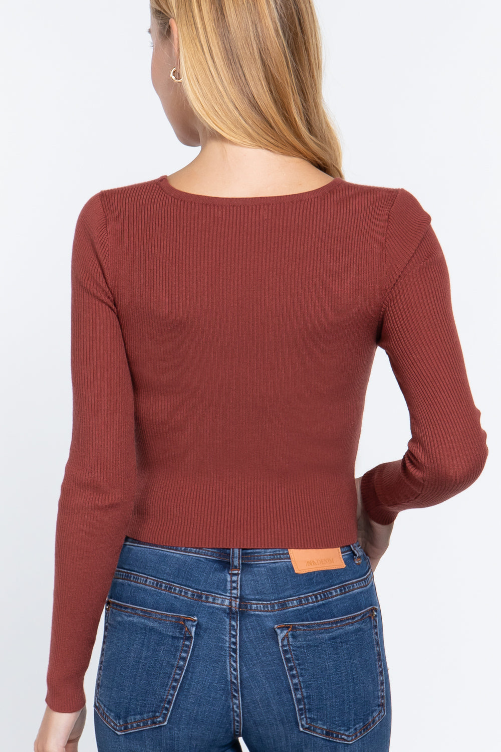 Crew Neck Knotted Crop Sweater Look Up Deals