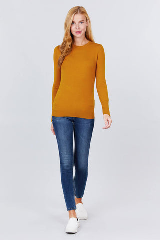 Crew Neck Sweater W/rivet Button Look Up Deals