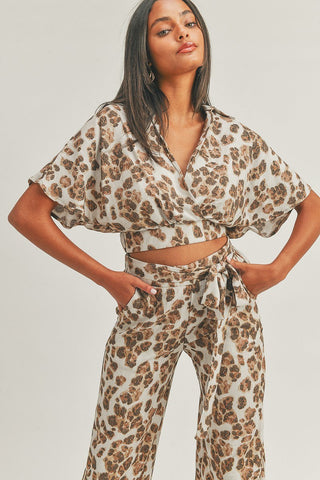 Crop Top Animal Print Set Look Up Deals