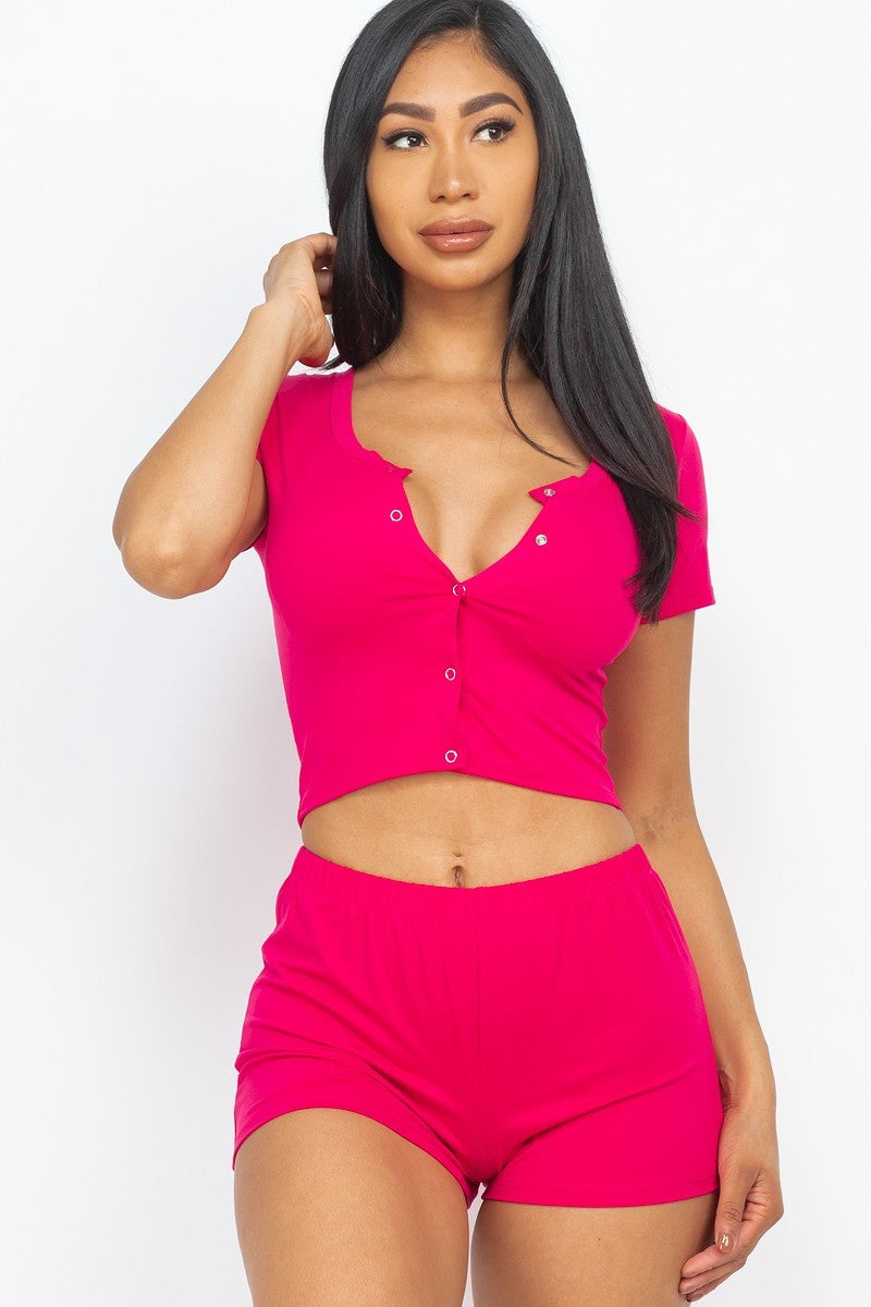 Cropped Tank Top And Shorts Set Look Up Deals