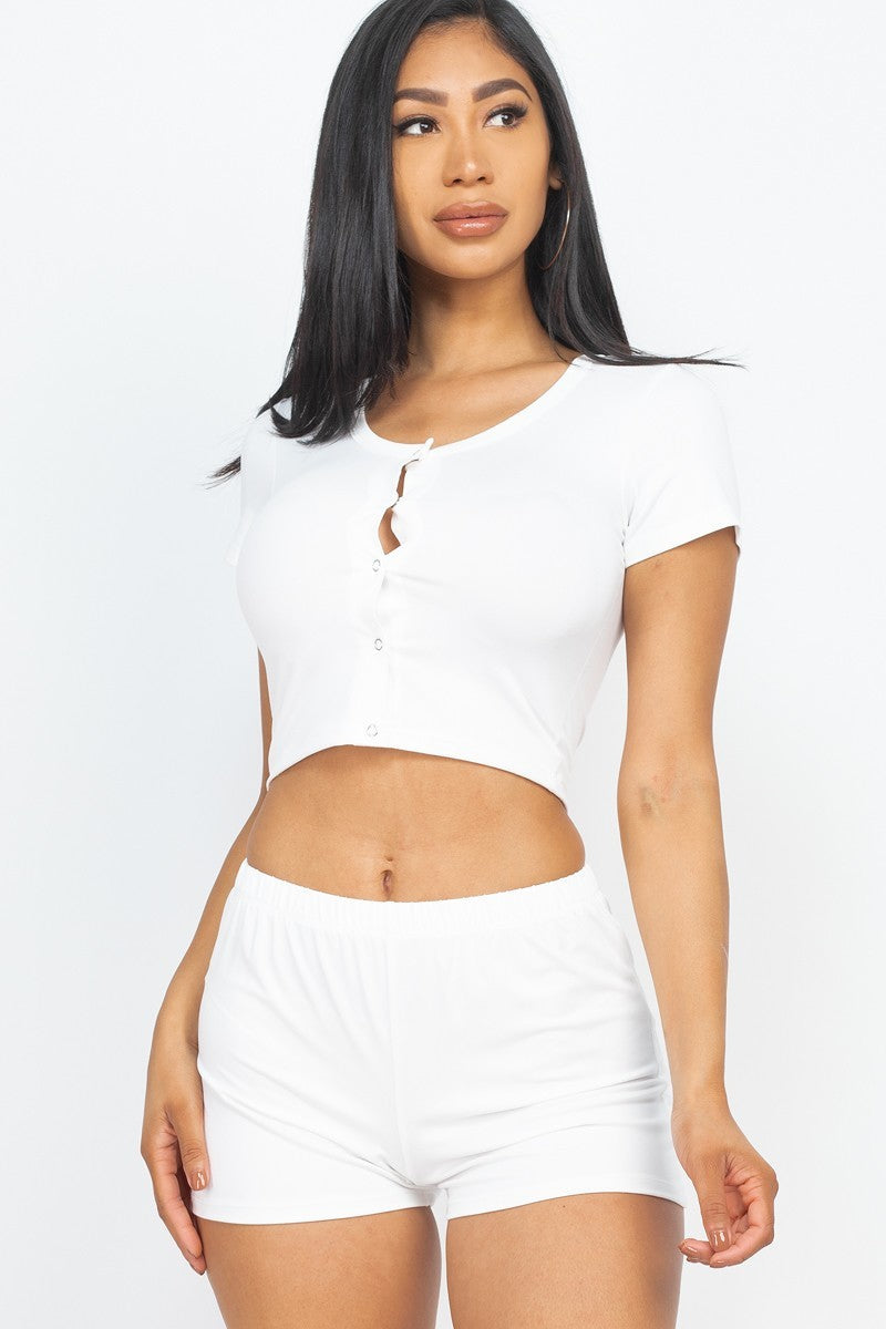 Cropped Tank Top And Shorts Set Look Up Deals