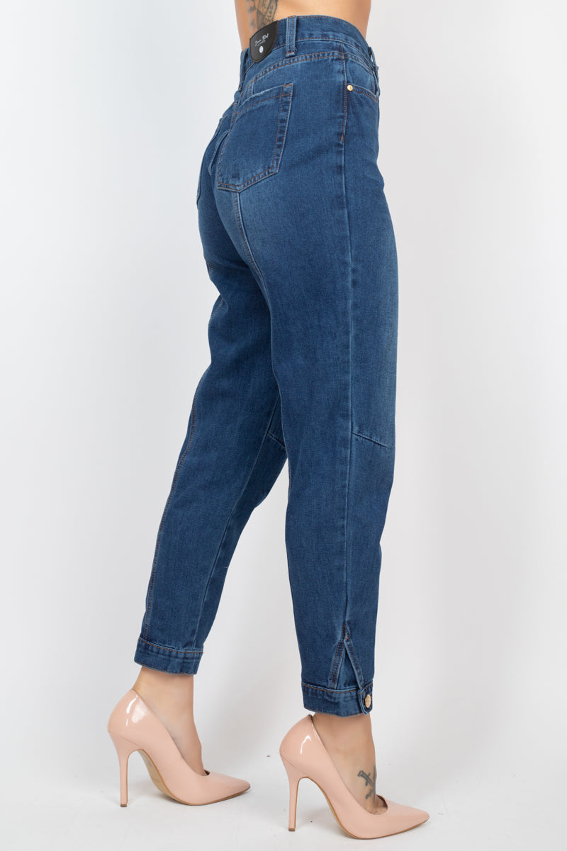 Cuffed-button Mom Jeans Look Up Deals